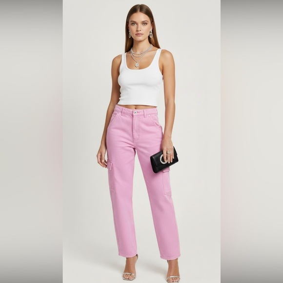 J Galt Highrise Pink Cargo Style Jeans - Picture 7 of 14